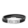 Bracciale in pelle multistrato nero Townsman