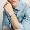 Bracciale in silicone blu navy con texture zigrinata a macchina