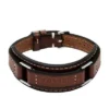Bracciale Machine in acciaio inossidabile resistente e cinturino in pelle imbottita marrone