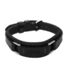 Bracciale Machine in acciaio inossidabile resistente e pelle imbottita nera