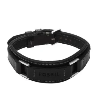 Bracciale Machine in acciaio inossidabile resistente e pelle imbottita nera