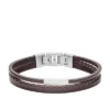 Bracciale multi-filamento in pelle marrone Townsman