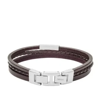 Bracciale multi-filamento in pelle marrone Townsman