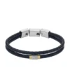 Bracciale multistrato in pelle blu navy con texture zigrinata a macchina