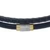 Bracciale multistrato in pelle blu navy con texture zigrinata a macchina