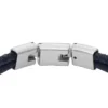 Bracciale multistrato in pelle blu navy con texture zigrinata a macchina