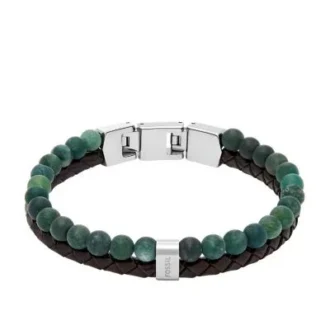 Bracciale multistrato in pelle marrone con perline Townsman