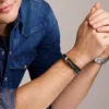 Bracciale multistrato in pelle marrone con perline Townsman