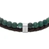 Bracciale multistrato in pelle marrone con perline Townsman
