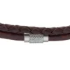 Bracciale multistrato in pelle marrone con texture zigrinata a macchina