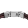 Bracciale multistrato in pelle marrone con texture zigrinata a macchina