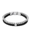 Bracciale multistrato in pelle nera con perline Townsman