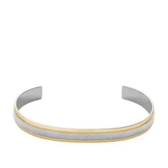 Bracciale rigato in acciaio inossidabile bicolore con texture zigrinata lavorata a macchina