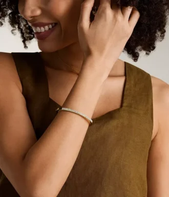 Bracciale rigido Ellis Pavé Glitz in acciaio inossidabile dorato
