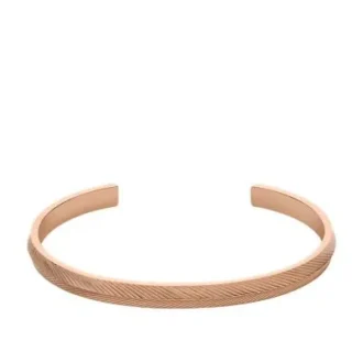 Bracciale rigido Harlow in acciaio inossidabile color oro rosa con texture lineare