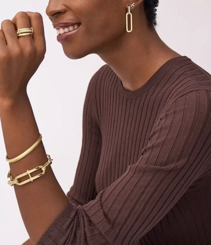 Bracciale rigido Harlow Linear Texture in acciaio inossidabile color oro