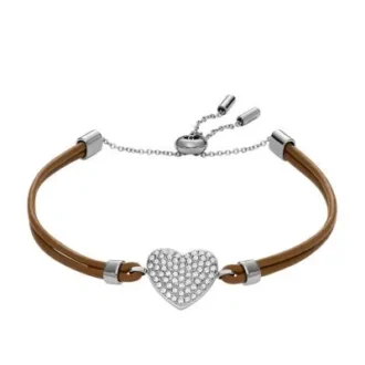 Bracciale Sutton Glitz con cinturino in pelle marrone