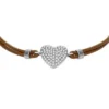 Bracciale Sutton Glitz con cinturino in pelle marrone