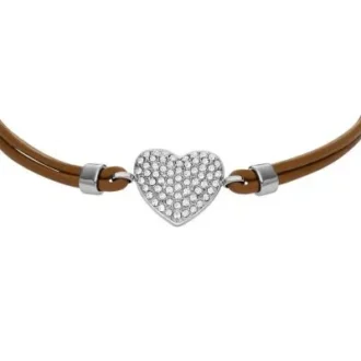 Bracciale Sutton Glitz con cinturino in pelle marrone