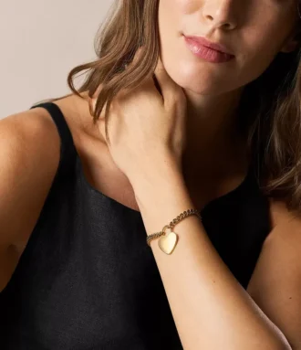 Bracciale Sutton in acciaio inossidabile color oro con cuore