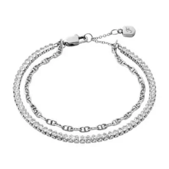 Bracciale tennis Heritage D-Link con catena in ottone argentato