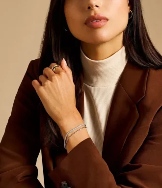 Bracciale tennis Heritage D-Link con catena in ottone argentato
