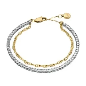 Bracciale tennis Heritage D-Link Glitz in acciaio inossidabile bicolore