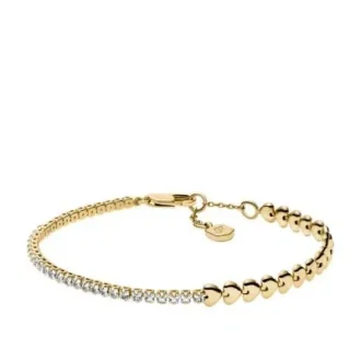 Bracciale tennis Sutton Love-All in ottone dorato con maglie a forma di cuore