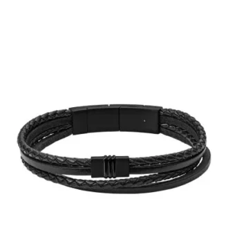 Bracciale Townsman in pelle nera a più fili