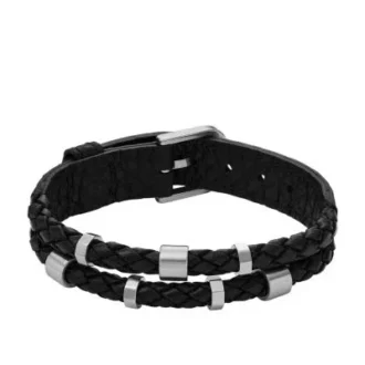 Bronson Leather Essentials Bracciale in pelle nera