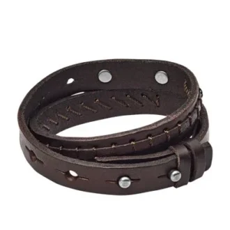 Bronson Vintage Casual Bracciale doppio giro in pelle marrone