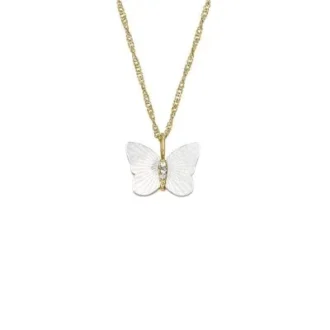Collana con catena e farfalla in madreperla bianca Sutton Radiant Wings