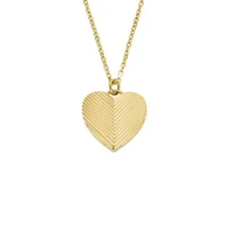 Collana con pendente a cuore in acciaio inossidabile color oro con texture lineare Harlow