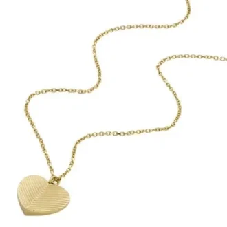 Collana con pendente a cuore in acciaio inossidabile color oro con texture lineare Harlow