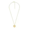 Collana con pendente a cuore in acciaio inossidabile color oro con texture lineare Harlow