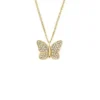Collana con pendente a farfalla in acciaio inossidabile color oro con pavé Sutton