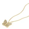 Collana con pendente a farfalla in acciaio inossidabile color oro con pavé Sutton