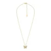 Collana con pendente a farfalla in acciaio inossidabile color oro con pavé Sutton