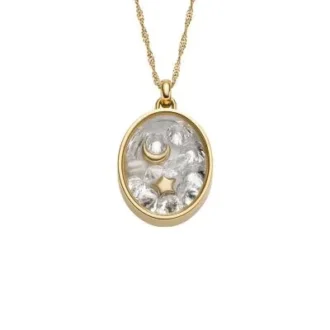 Collana con pendente a forma di luna e stella in acciaio inossidabile dorato Sutton Shaky Glitz
