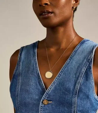 Collana con pendente Ellis in acciaio inossidabile dorato