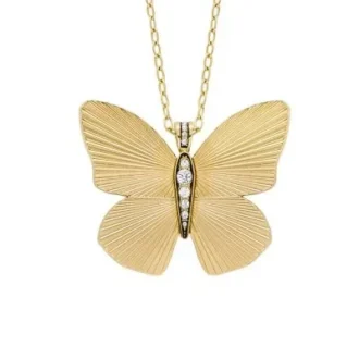 Collana con pendente in acciaio inossidabile color oro della collezione Sutton Butterfly