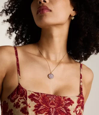 Collana con pendente in acciaio inossidabile color oro e ametista viola Sagittario Sutton Zodiac