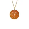 Collana con pendente in acciaio inossidabile color oro e corniola rossa Sutton Zodiac dell’Ariete