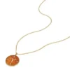 Collana con pendente in acciaio inossidabile color oro e corniola rossa Sutton Zodiac dell’Ariete