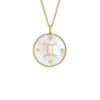 Collana con pendente in acciaio inossidabile dorato e madreperla bianca Gemini Sutton Zodiac