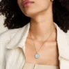 Collana con pendente in acciaio inossidabile dorato e madreperla verde Sutton Zodiac Pesci