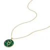 Collana con pendente in acciaio inossidabile dorato e malachite verde Sutton Zodiac Toro