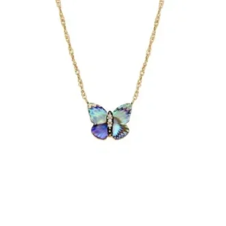 Collana con pendente multicolore a forma di ali di farfalla in abalone Sutton
