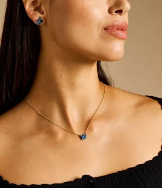 Collana con pendente multicolore a forma di ali di farfalla in abalone Sutton