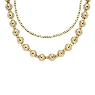 Collana con perline in acciaio inossidabile color oro